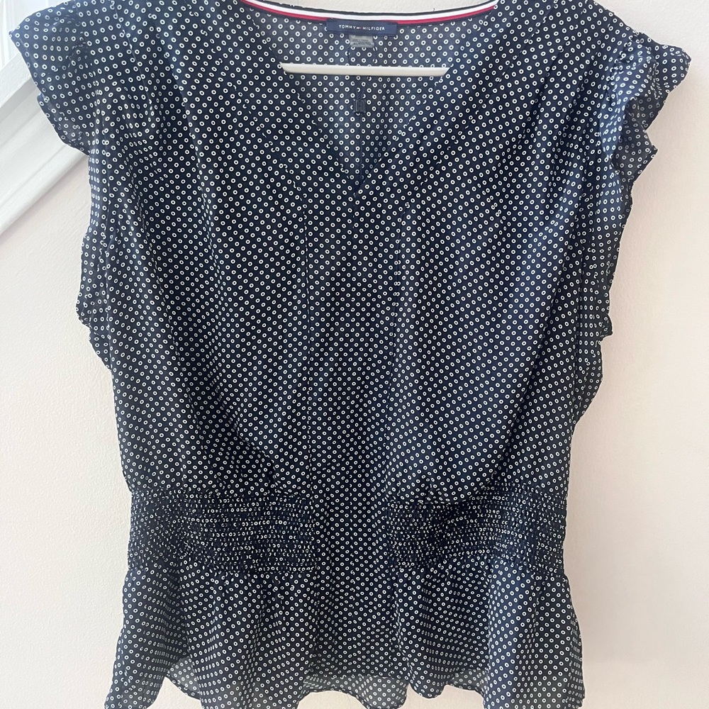 Tommy Hilfiger Women's Navy Polka Dot Top
